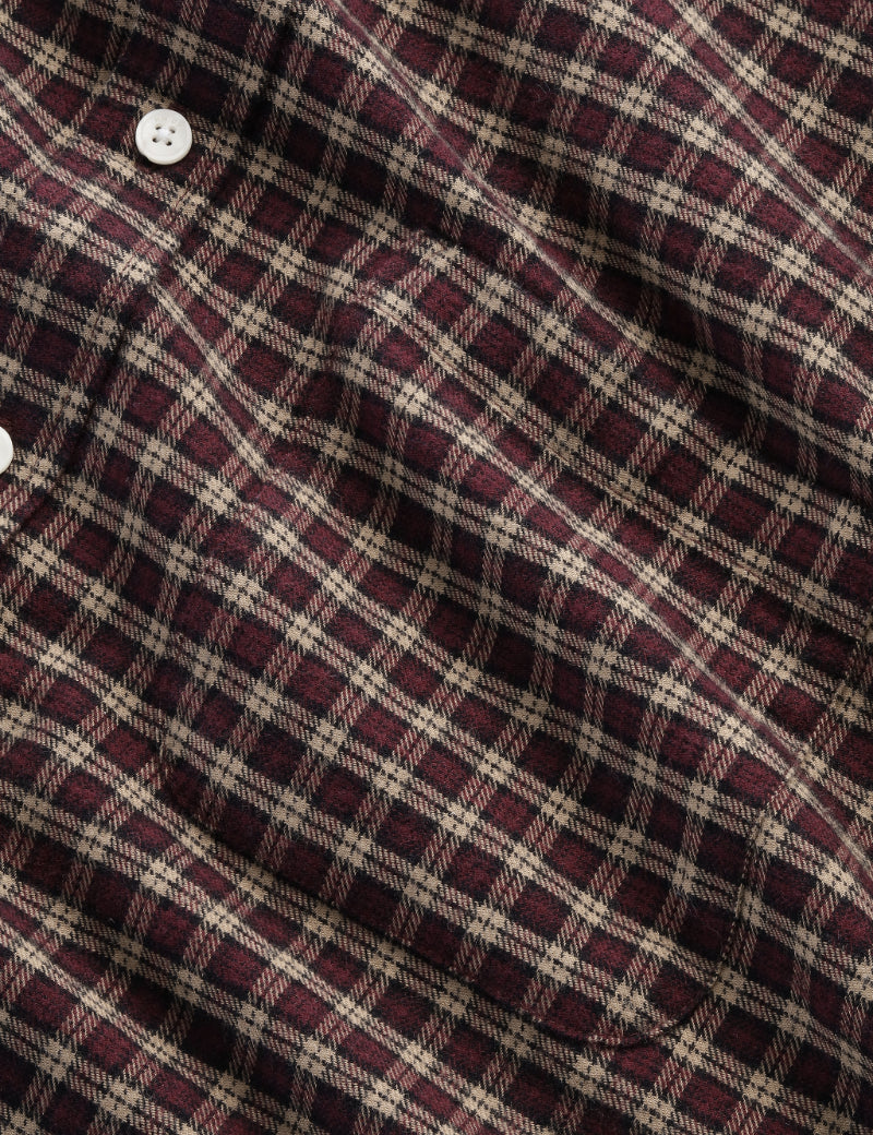 NN07 Deon Flannel Shirt Bordeaux Check Fabric Detail