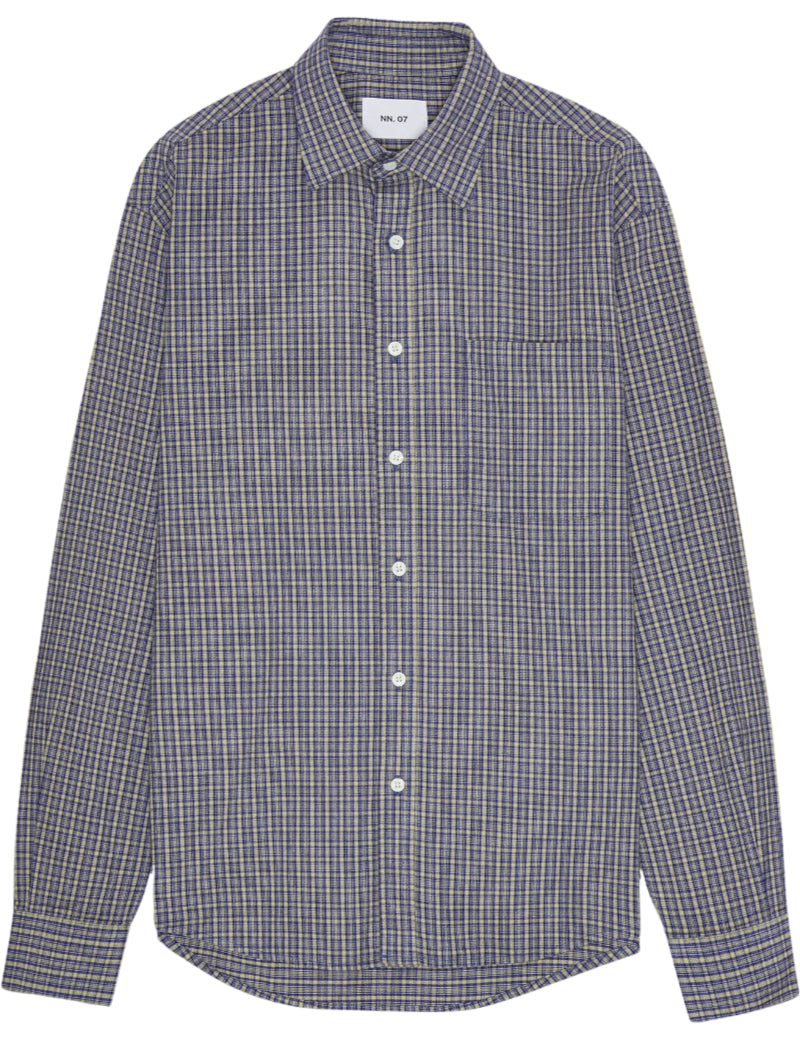 NN07 Deon Flannel Shirt Indigo Check Front