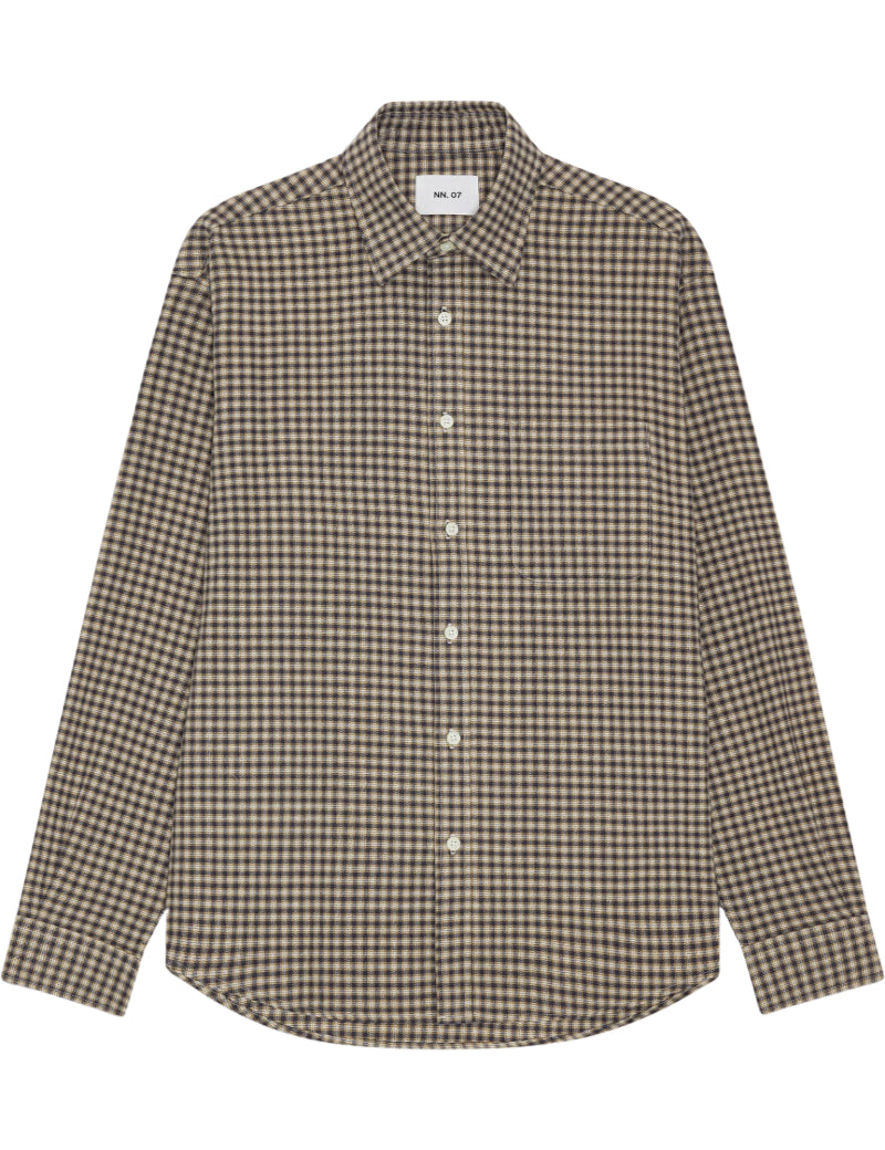 NN07 Deon Flannel Shirt Sand Check Front