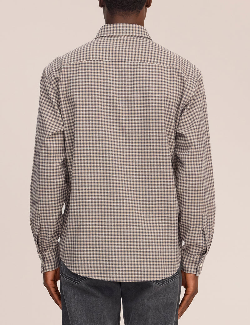 NN07 Deon Flannel Shirt Sand Check On Model Back