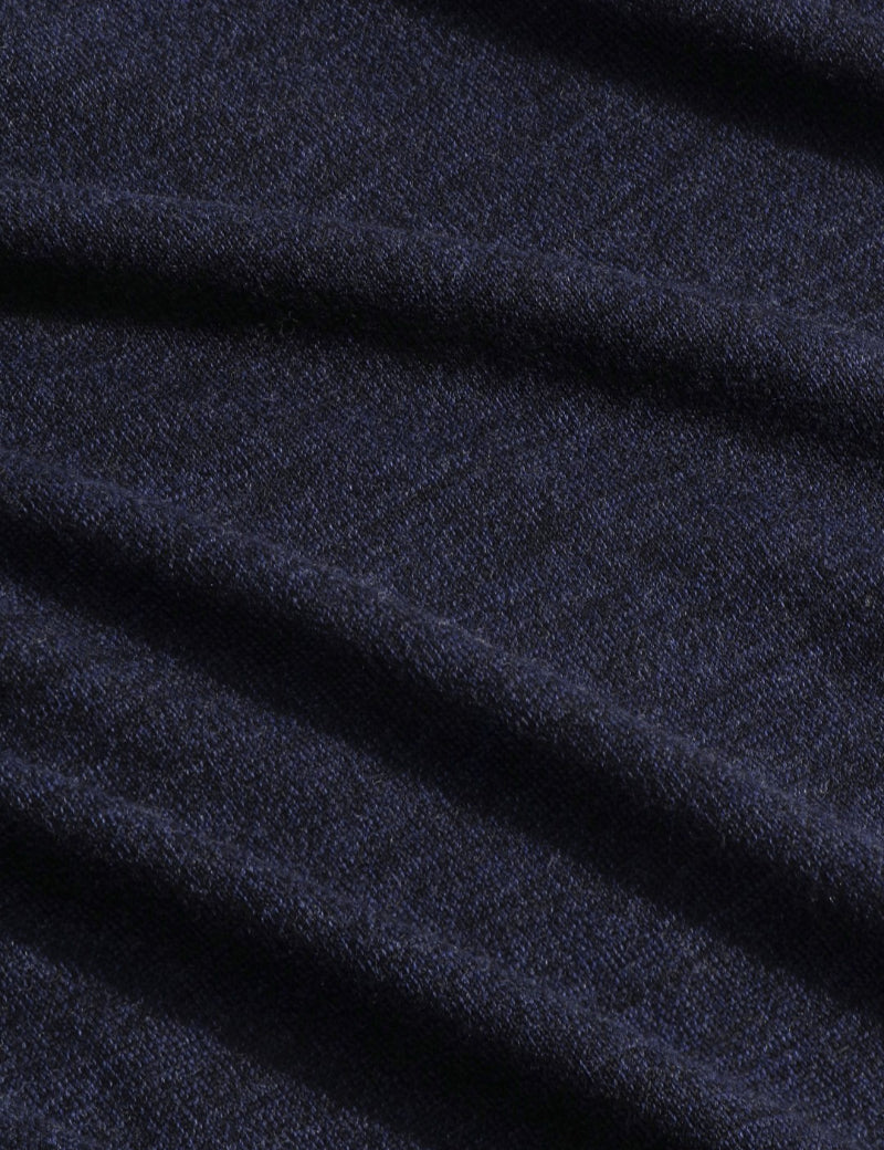 NN07 Emerson Wool Polo Navy Blue Fabric Detail