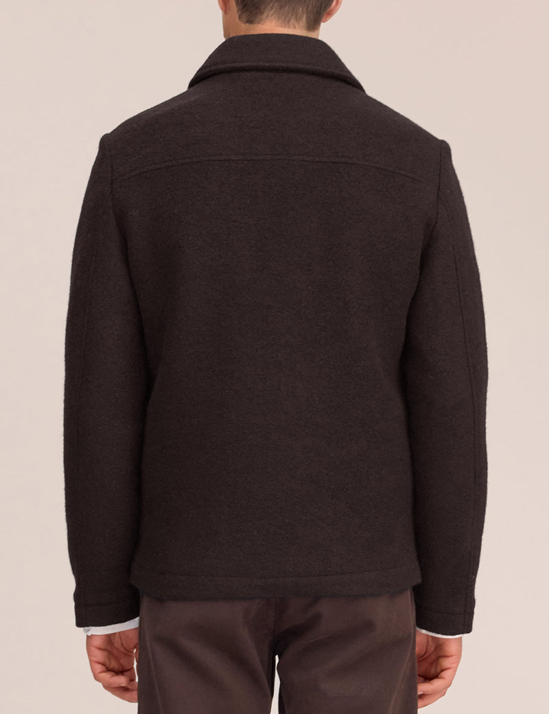 NN07 Gael 8267 Wool Jacket Dusky Port Main Zip Detail On Model Back