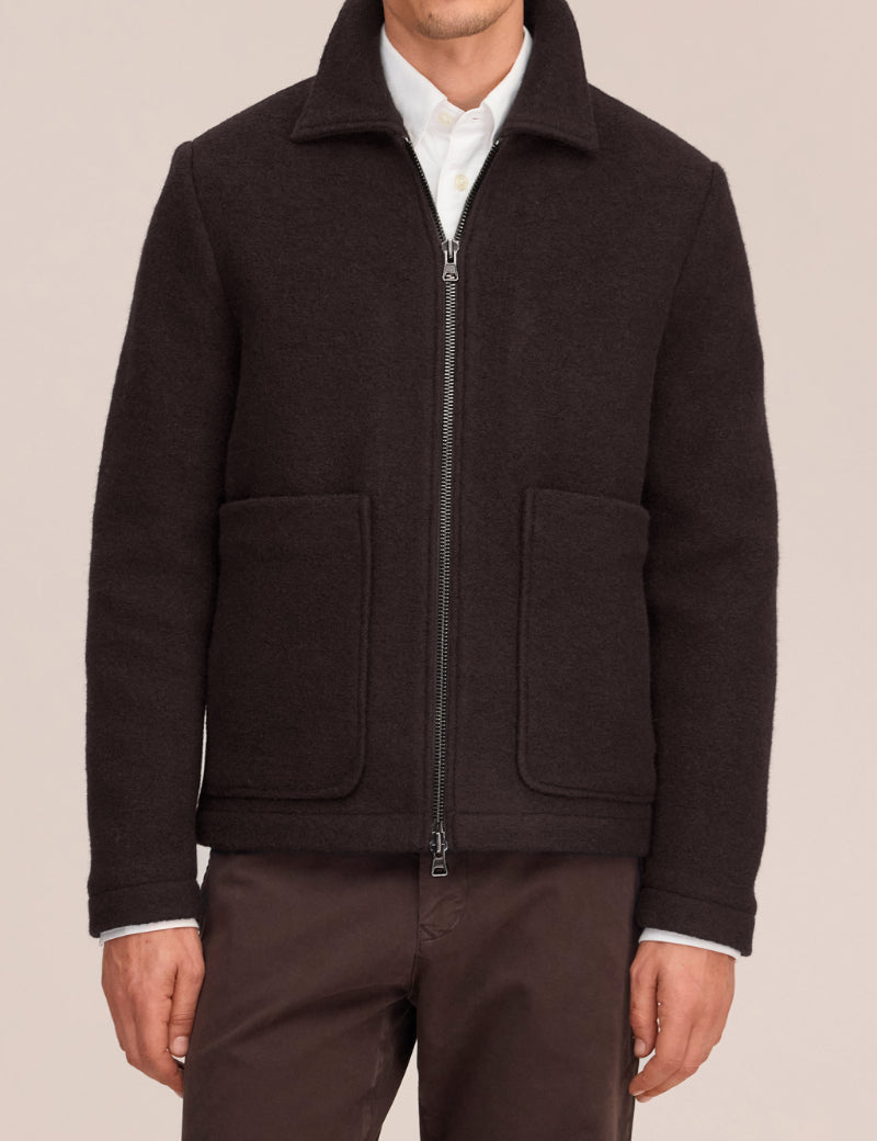 NN07 Gael 8267 Wool Jacket Dusky Port Main Zip Detail On Model Front