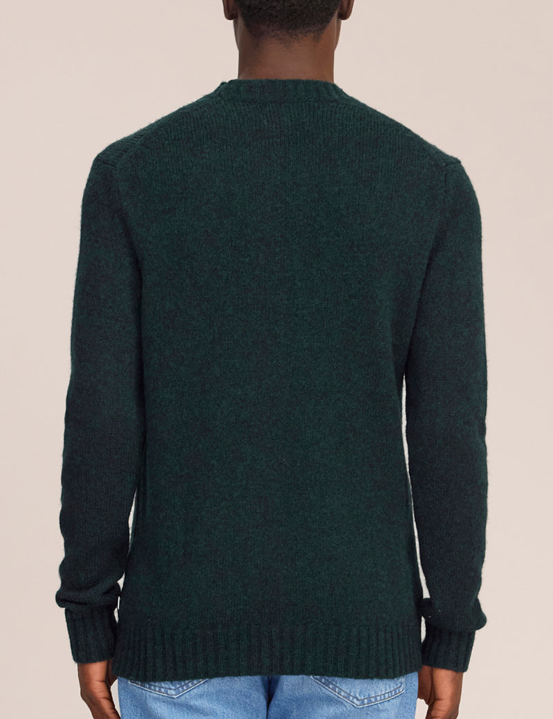 NN07 Lee Lightweight Merino Wool Sweater Bottle Green On Model Back