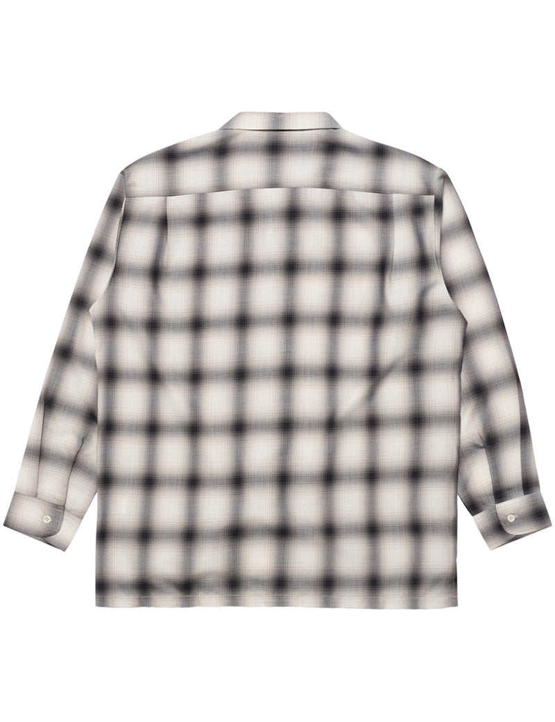 Edwin Open Collar Shirt Long Sleeve Beige Black