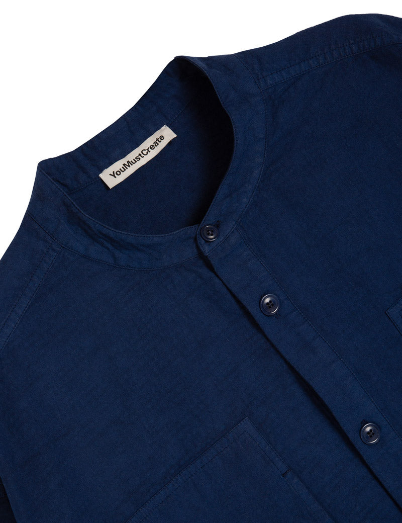 YMC Hawkeye Shirt Jacquard Blue Collar Detail