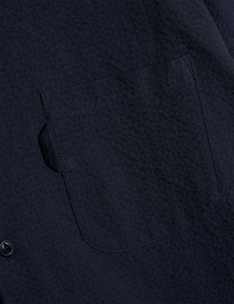YMC Curtis Shirt Seersucker Navy Pocket Detail