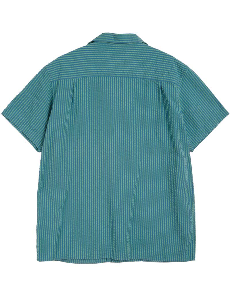 YMC Malick Short Sleeve Shirt Blue Green