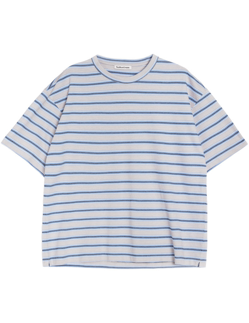 YMC Triple Rapport Stripe T-Shirt Blue Multi