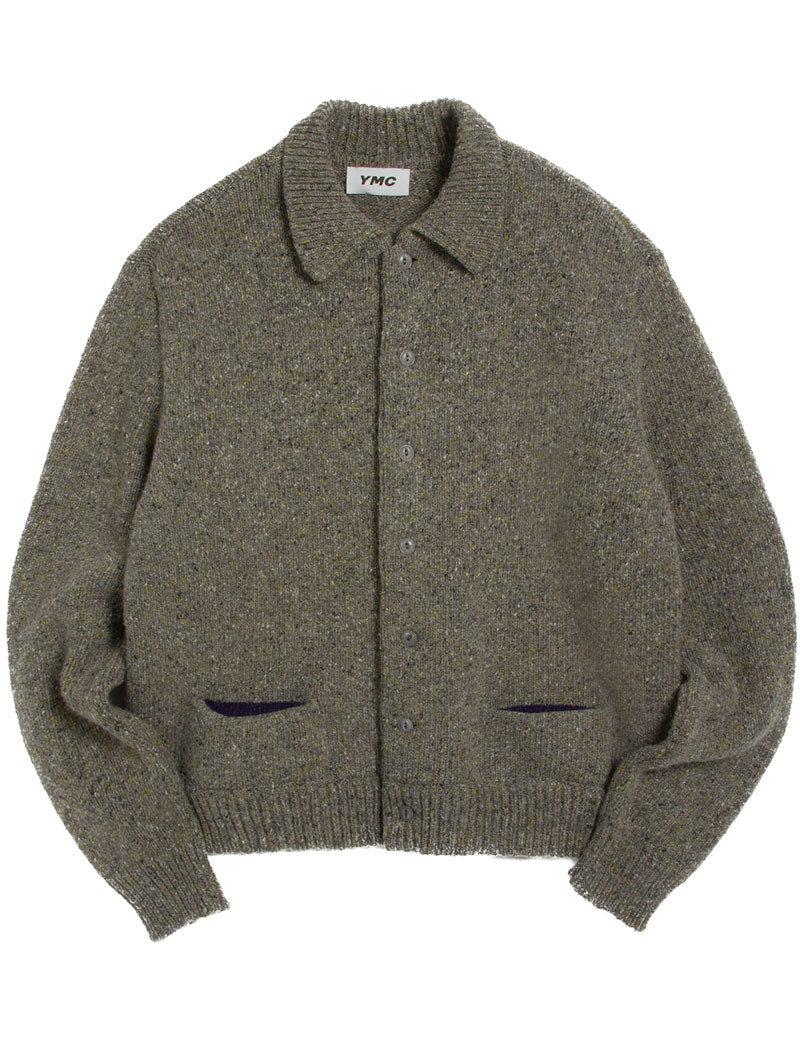 YMC Rat Pack Collared Cardigan Grey