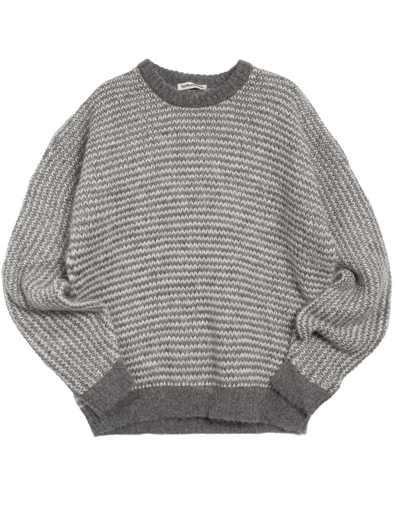 YMC Black Palm Jumper Grey White