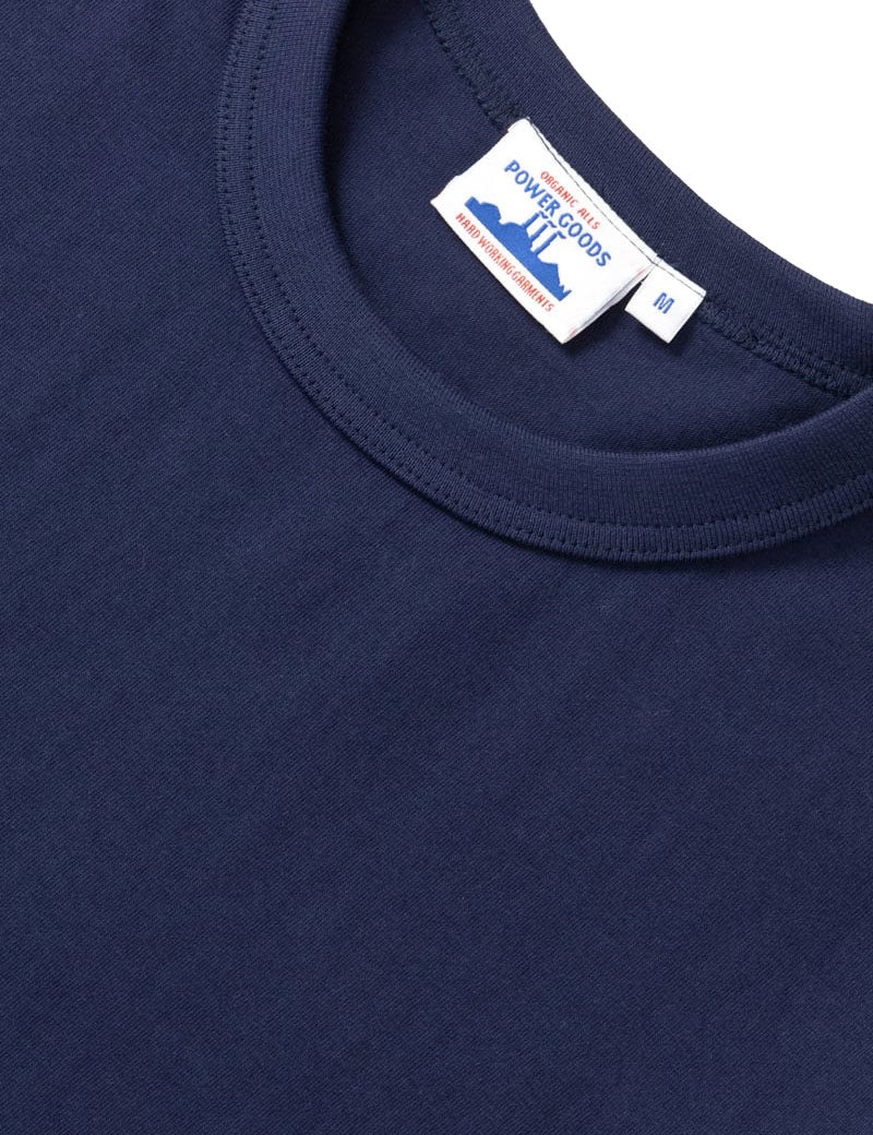 Power Goods Archive T-Shirt Navy Collar Detail
