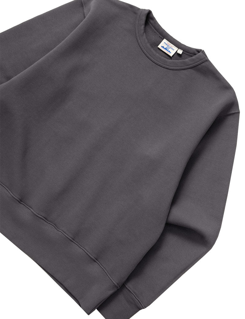 Power Goods Loopback Crewneck Sweatshirt Washed Black Angled View