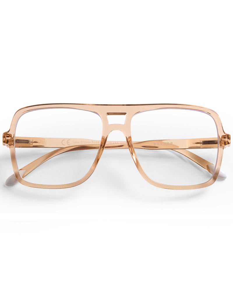 Barner Jake Blue Light Reading Glasses Glossy Rose Folded Arms