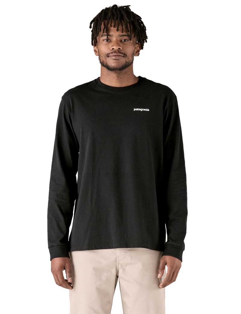 Patagonia M's P-6 Logo Long Sleeve Responsibili-Tee T-Shirt Black On Model Front