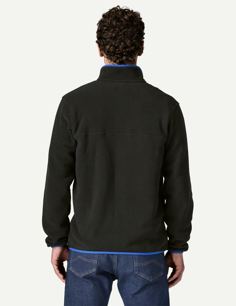 Patagonia Men's Lightweight Synch Snap-T Pullover Black & P6 Blue On Model Back