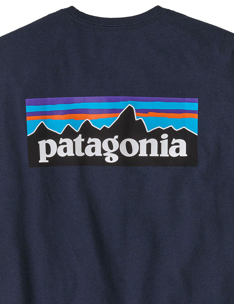 Patagonia Men's P-6 Logo Responsibili-Tee T-Shirt New Navy Print Detail