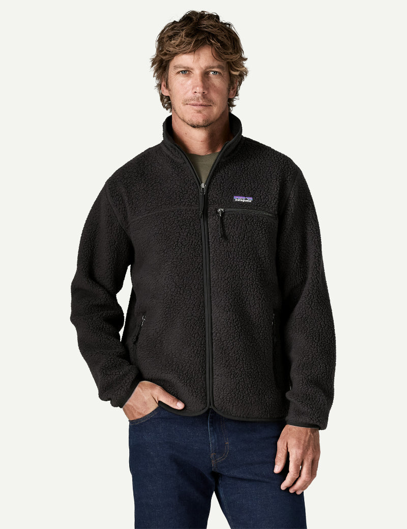 Patagonia Men's Retro Pile Jacket Black On Model