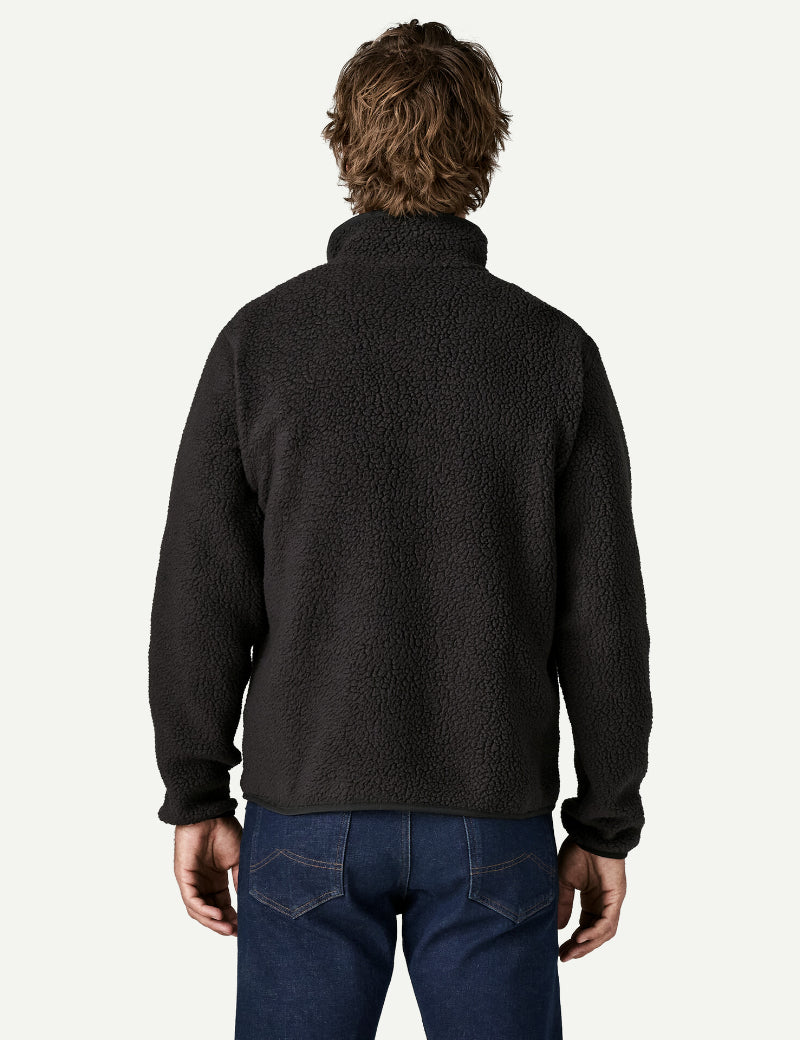 Patagonia Men's Retro Pile Jacket Black On Model Back