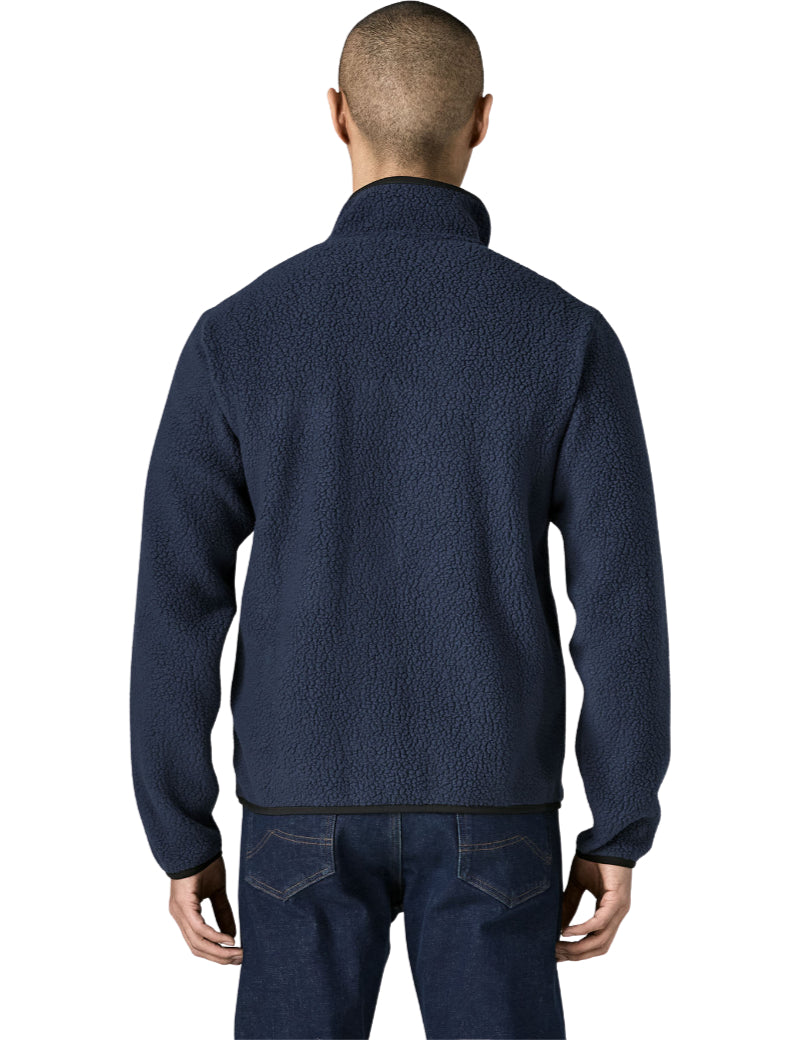 Patagonia Men's Retro Pile Jacket New Navy Back On Model