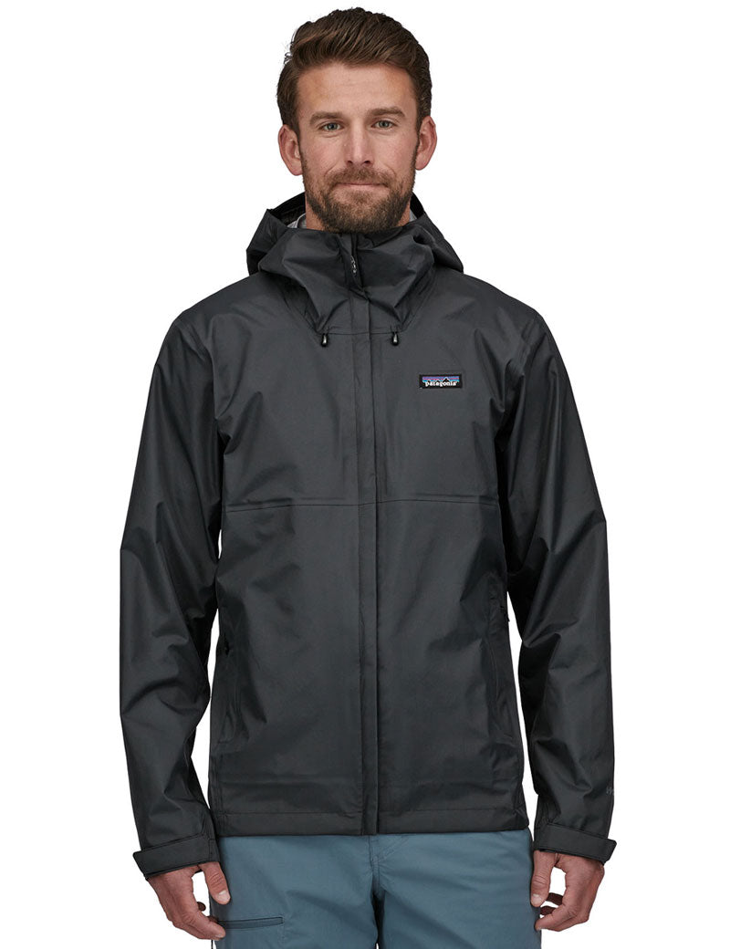 Patagonia Men's Torrentshell 3L Rain Jacket Black On Model Front