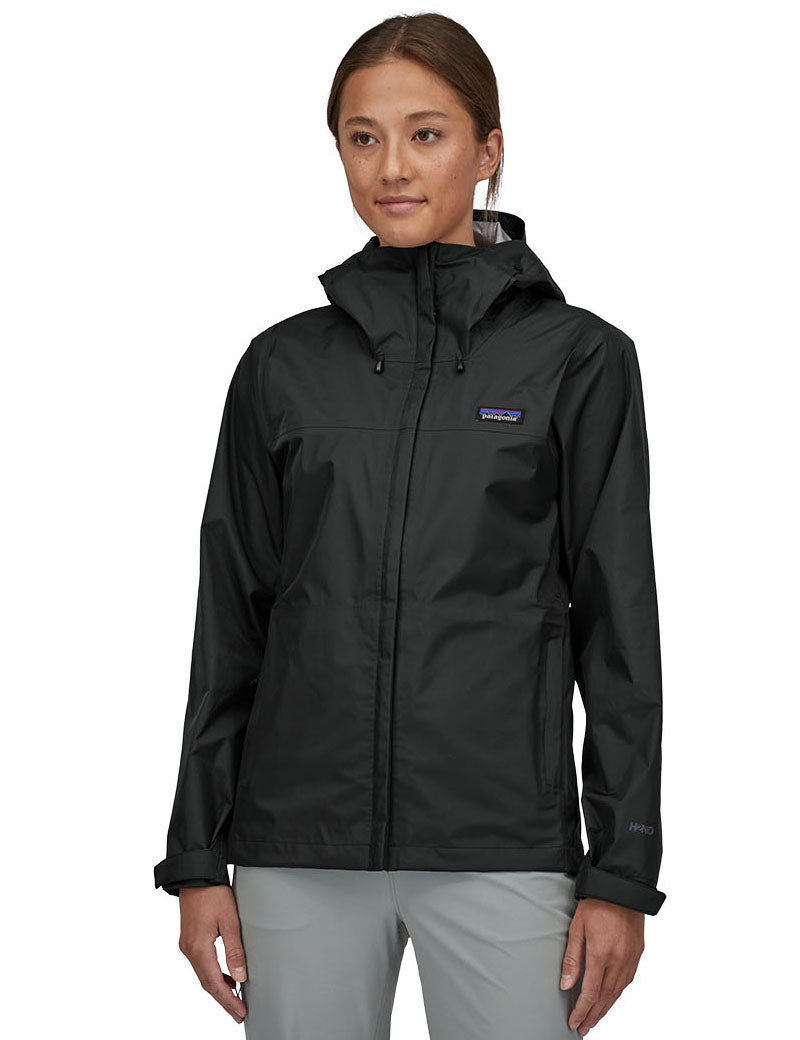 Patagonia W's Torrentshell 3L Rain Jacket Black On Model 
