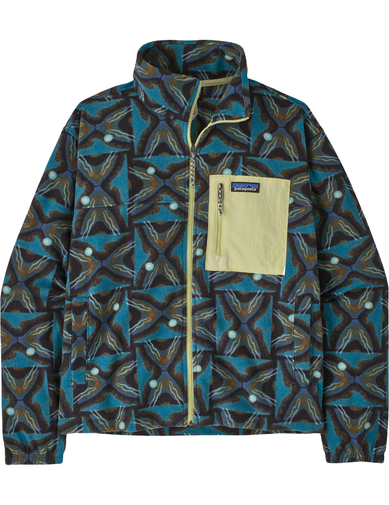 Patagonia Women's Micro D Fleece Patch Pocket Jacket Deep Freeze & Black Front