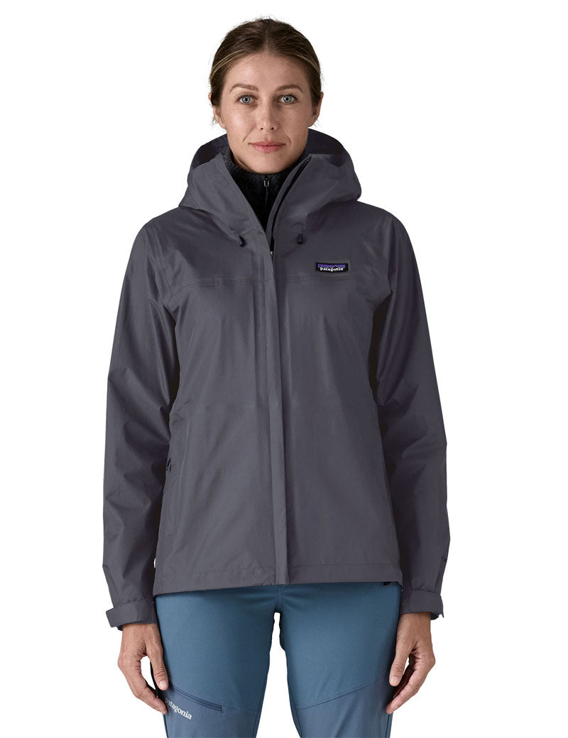 Patagonia Women's Torrentshell 3L Rain Jacket Smolder Blue On Model Front