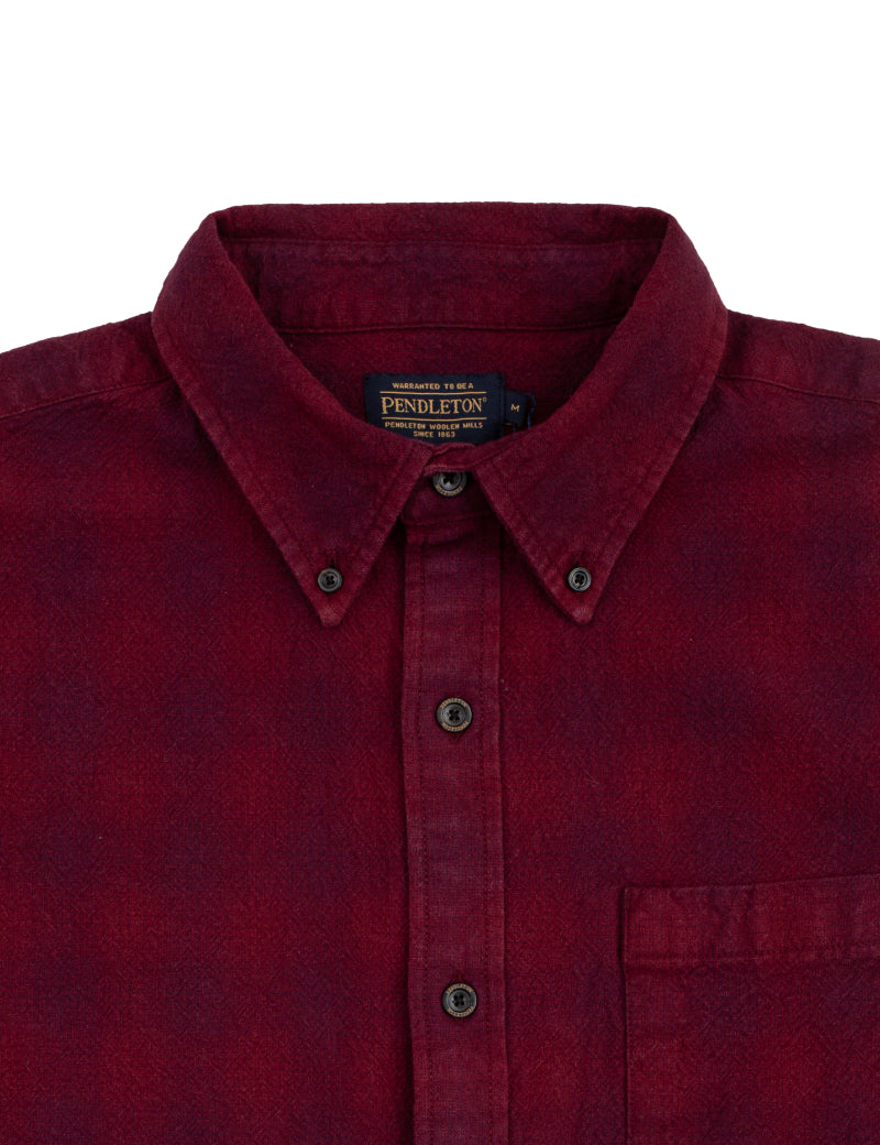 Pendleton Lined Button Down Shirt Maroon Collar