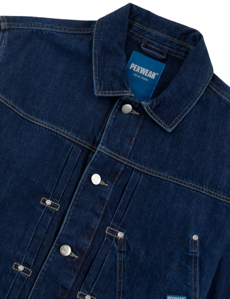 Pexwear Trucker Denim Jacket Indigo Blue Collar