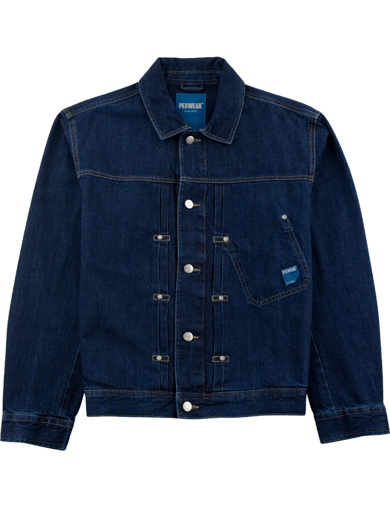 Pexwear Trucker Denim Jacket Indigo Blue Front