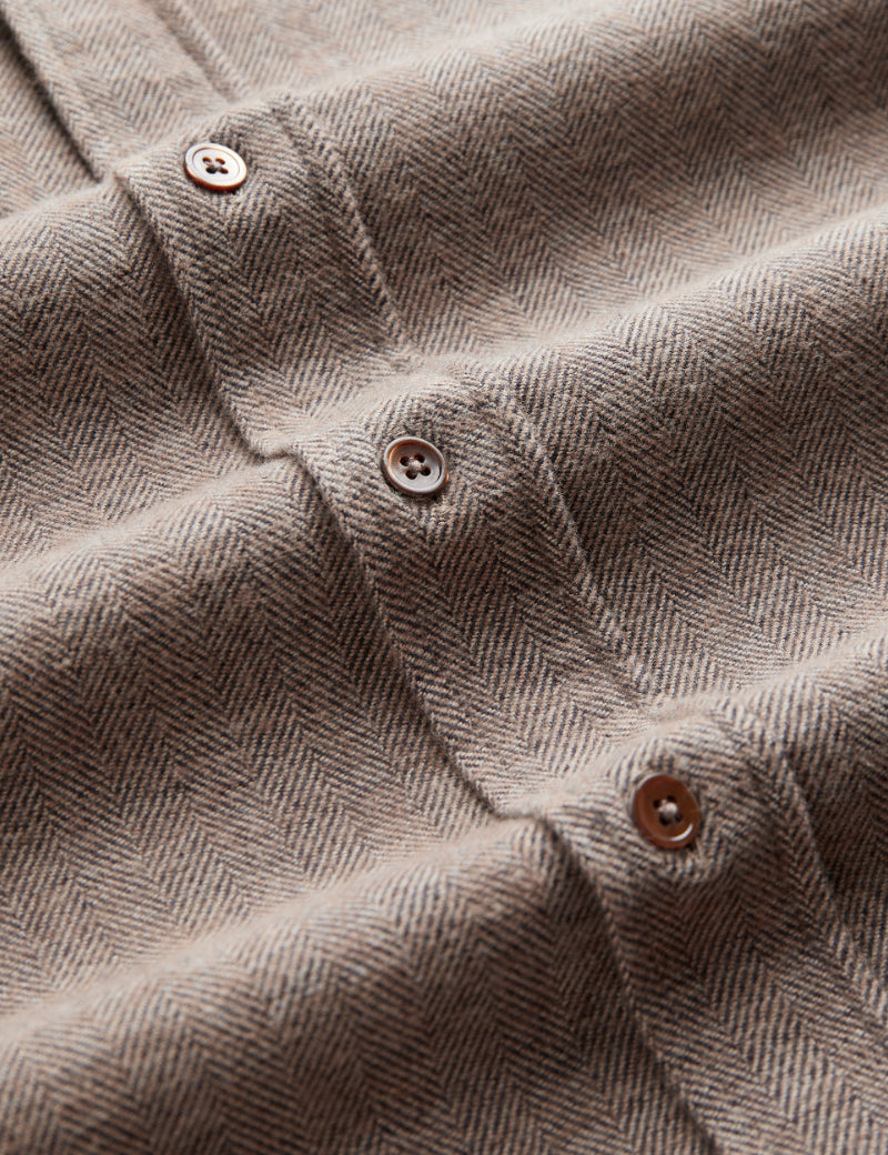 Portuguese Flannel Espiga Shirt Brown Front Button Front