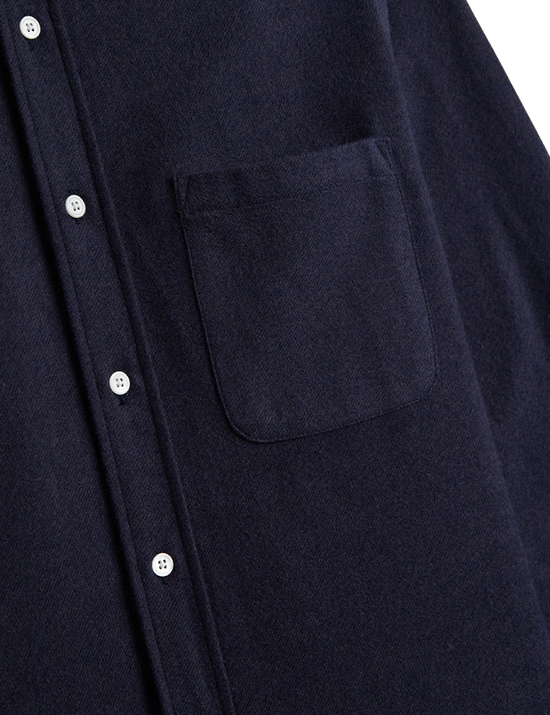 Portuguese Flannel Teca Shirt Navy Chest Pocket