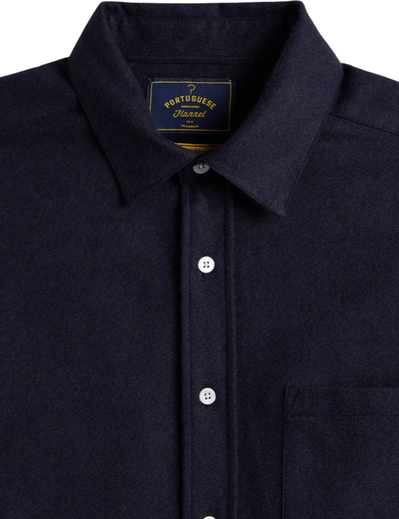 Portuguese Flannel Teca Shirt Navy Collar