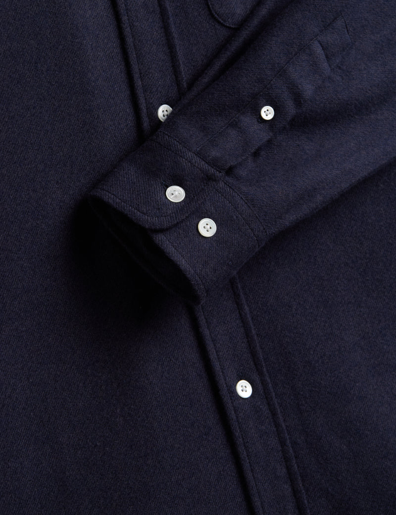 Portuguese Flannel Teca Shirt Navy Cuff