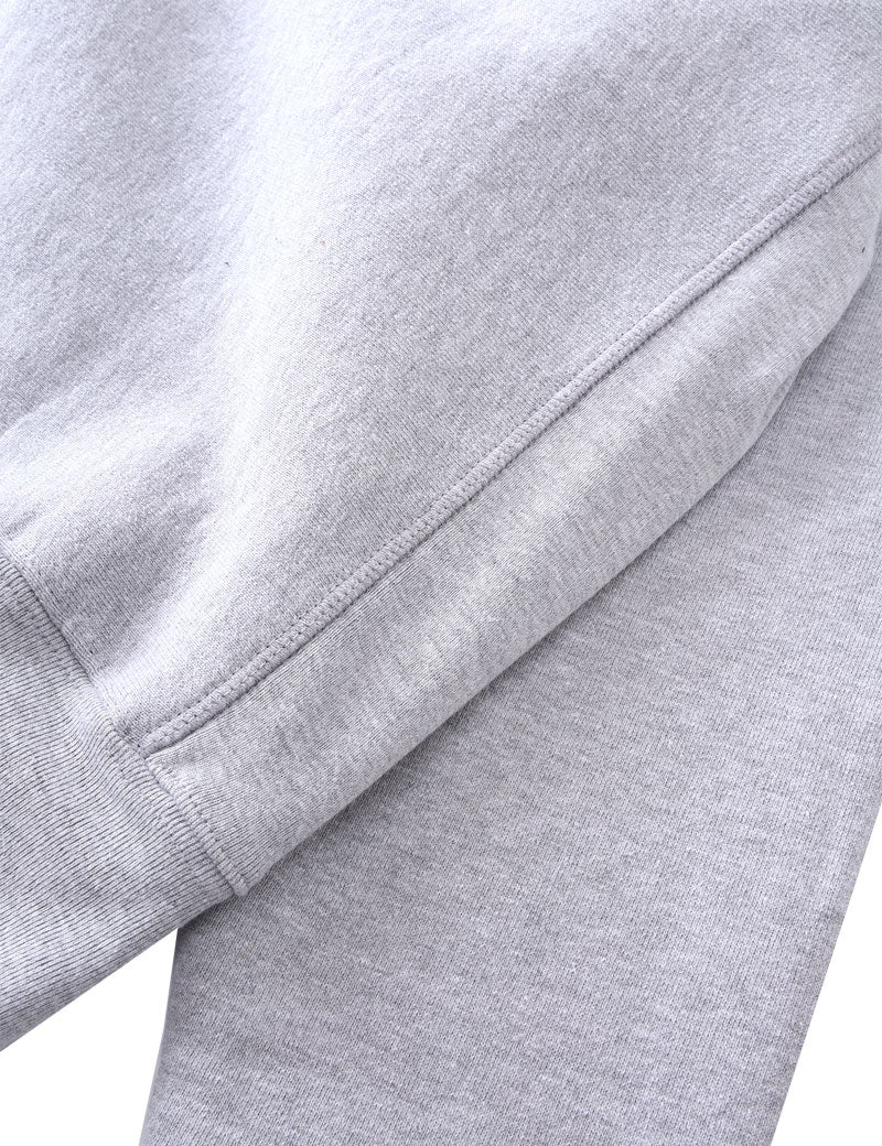 Power Goods Super Weight Crewneck Sweatshirt Heather Grey Side Ribbing and Cuff