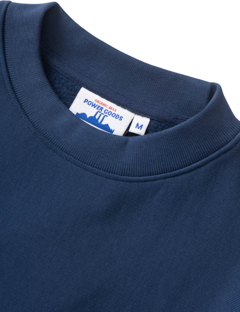 Power Goods Super Weight Crewneck Sweatshirt Navy Blue Collar Detail