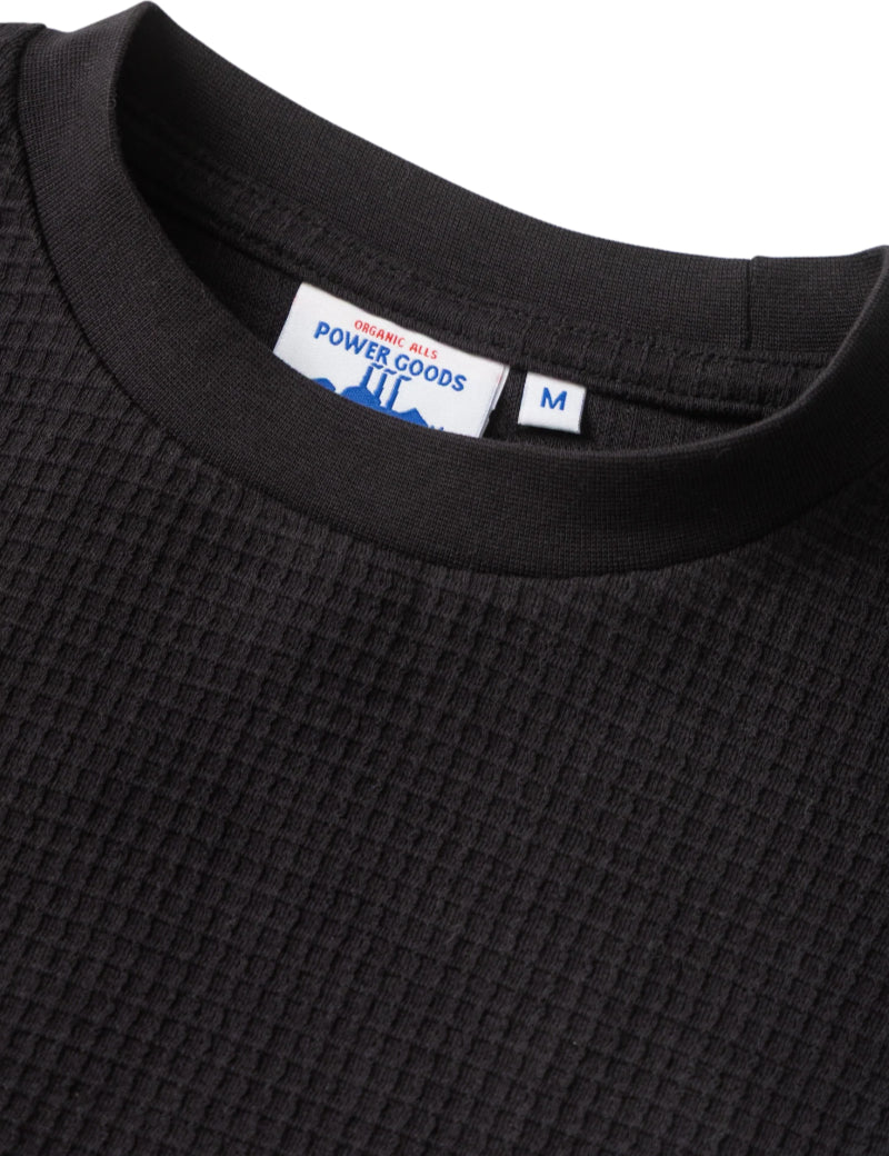 Power Goods Thermal Waffle Long Sleeve T-Shirt Black Collar