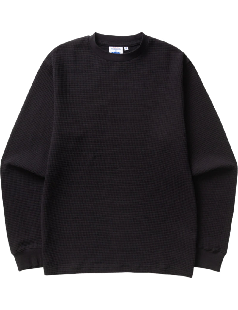 Power Goods Thermal Waffle Long Sleeve T-Shirt Black Front