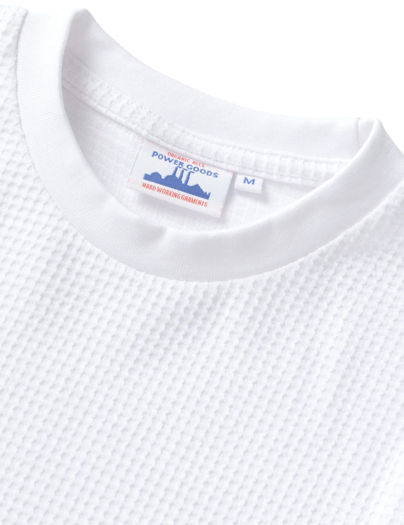 Power Goods Thermal Waffle Long Sleeve T-Shirt White Collar