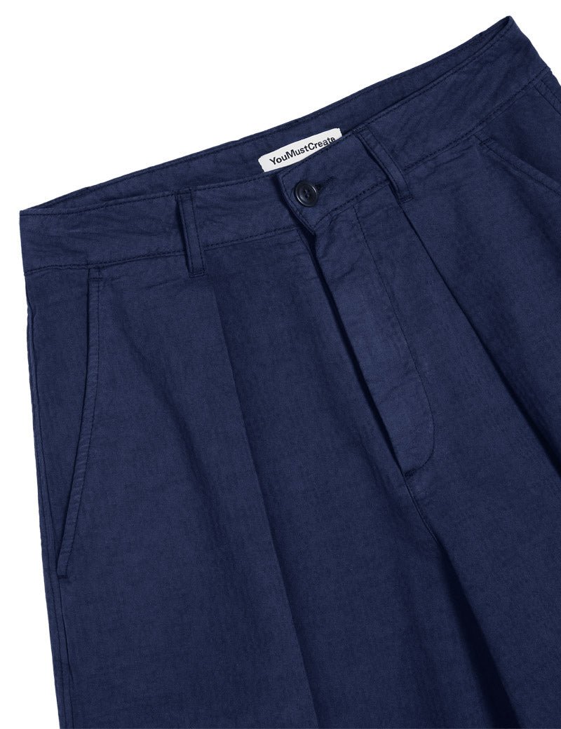 YMC Deadbeat Trouser Jacquard Blue Waistband Detail