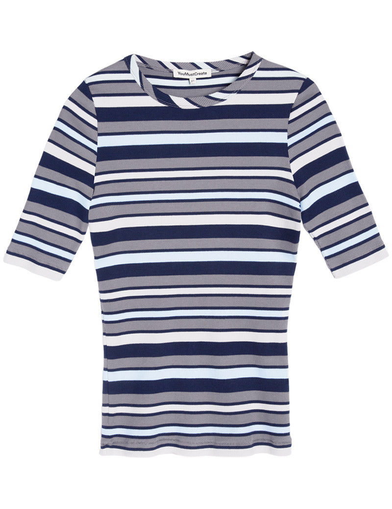 YMC Charlotte Stripe T-Shirt Blue Multi