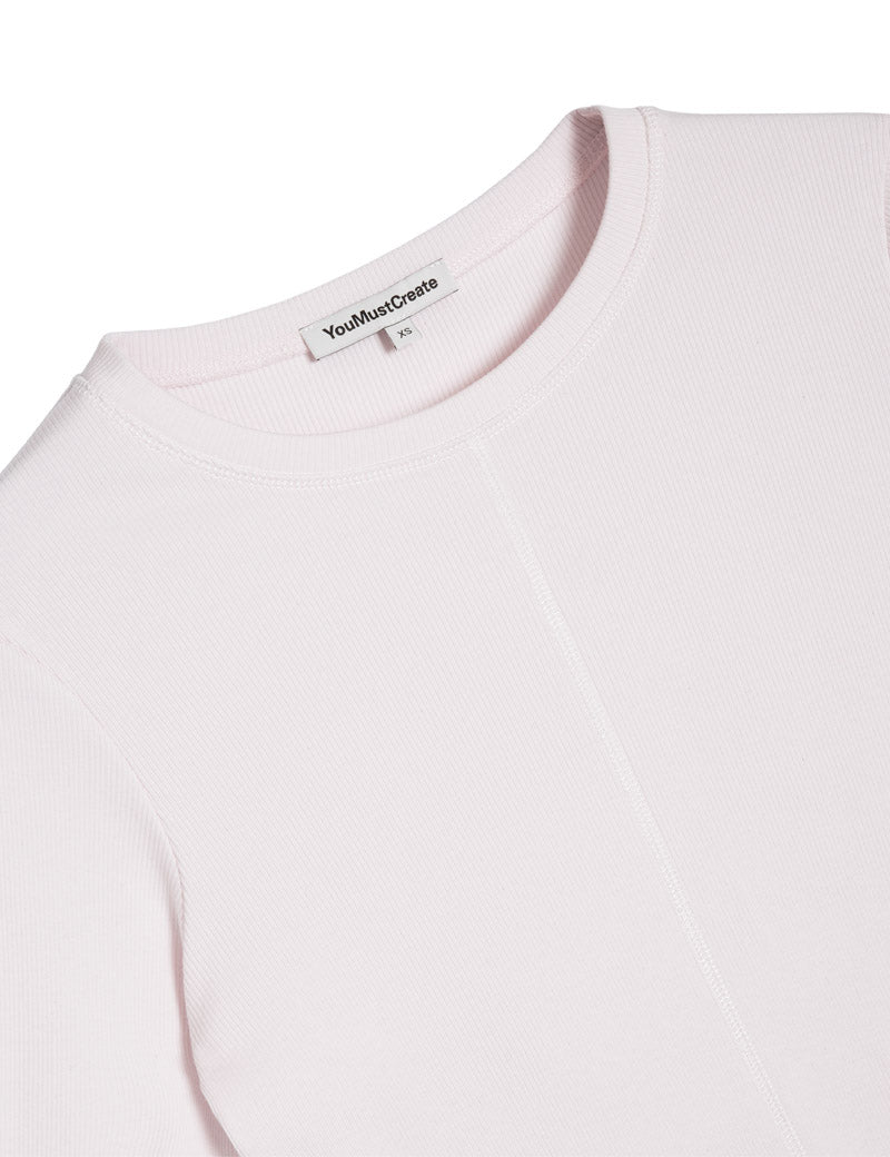 YMC Charlotte T-Shirt Pink Collar Detail