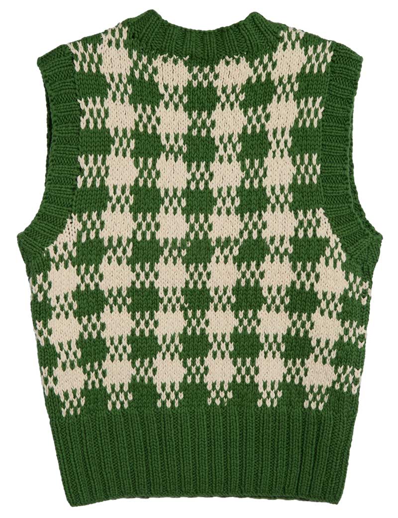 YMC Heidi V-Neck Vest Tank Green Ecru