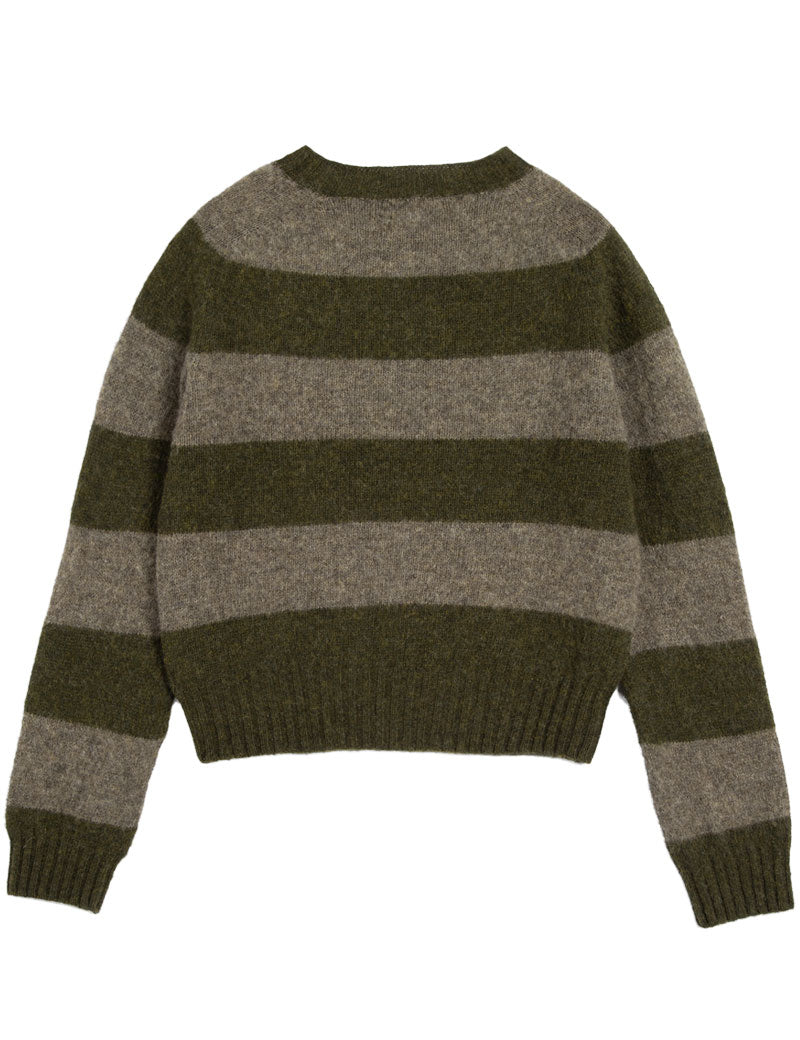 YMC Jets Jumper Stripe Knit Green Brown