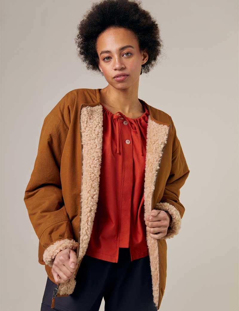 Sideline Arc Coat Natural Shearling