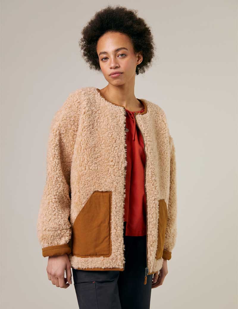 Sideline Arc Coat Natural Shearling