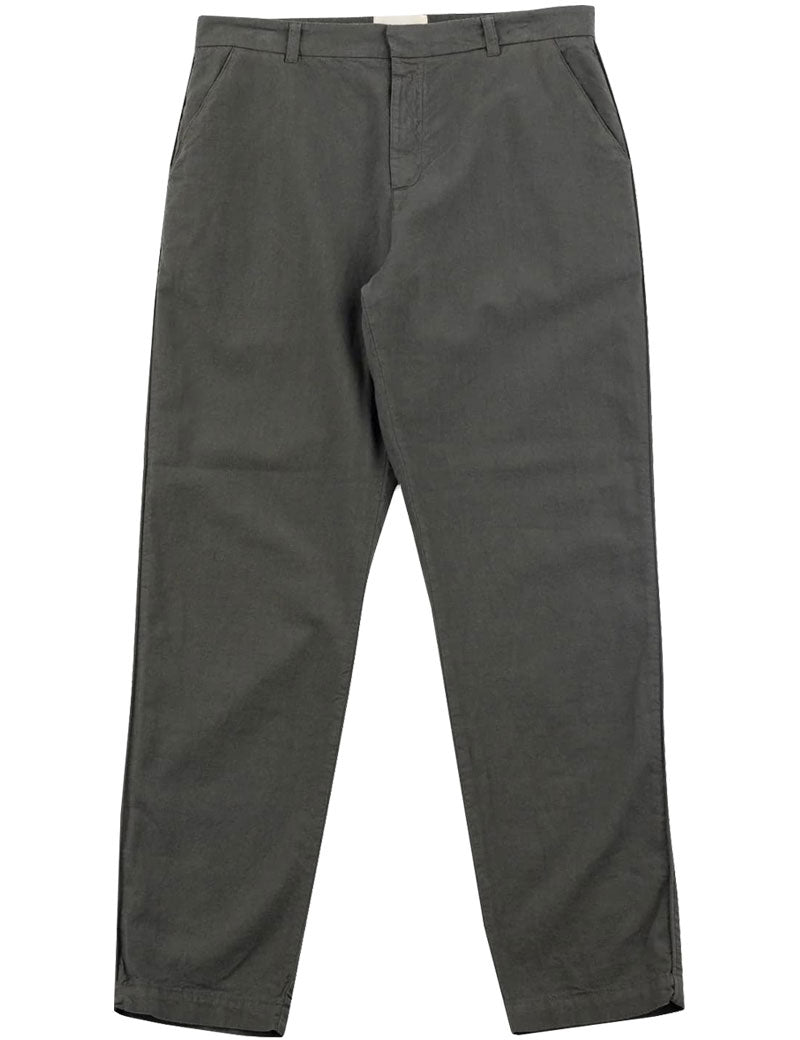 Folk Fixed Waistband Cotton Linen Trouser Dark Sage