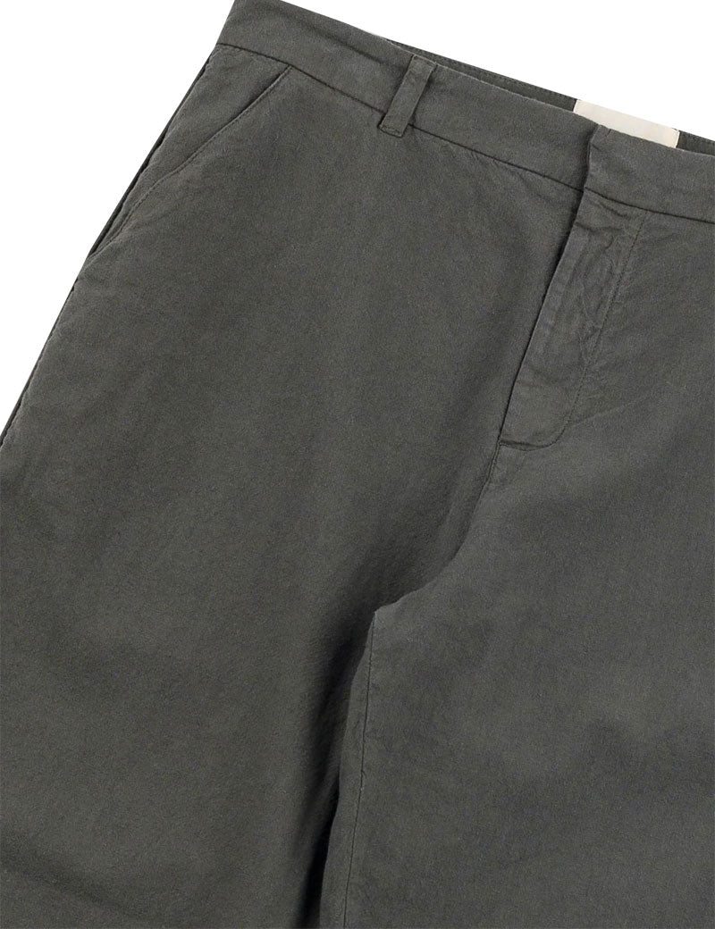 Folk Fixed Waistband Cotton Linen Trouser Dark Sage