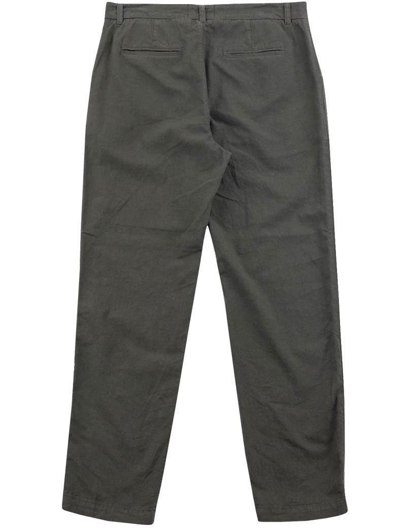 Folk Fixed Waistband Cotton Linen Trouser Dark Sage